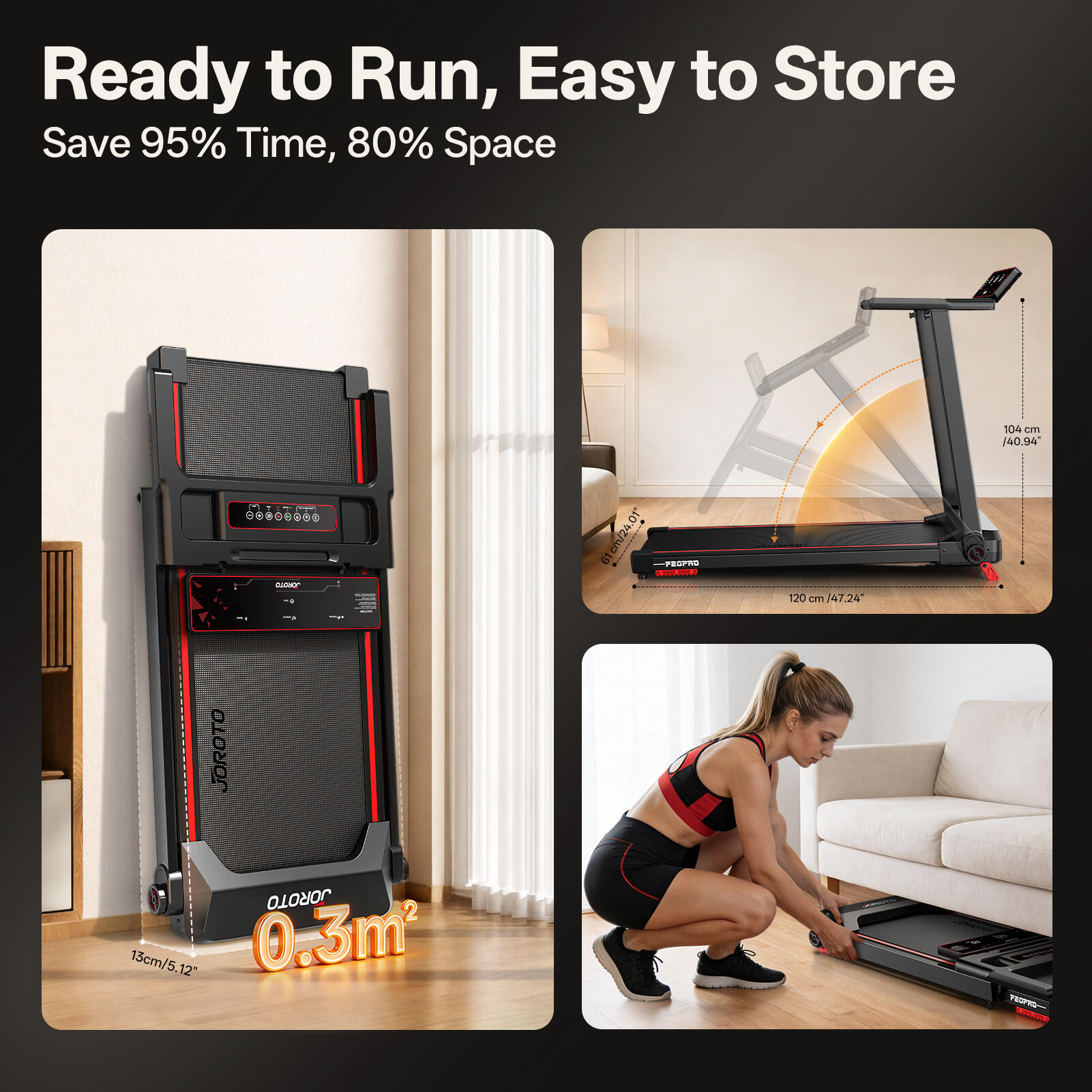 Opvouwbare loopband 2,5PK, hellingshoek 8°, 12 km/u, draagvermogen 130kg, + APP 7/7