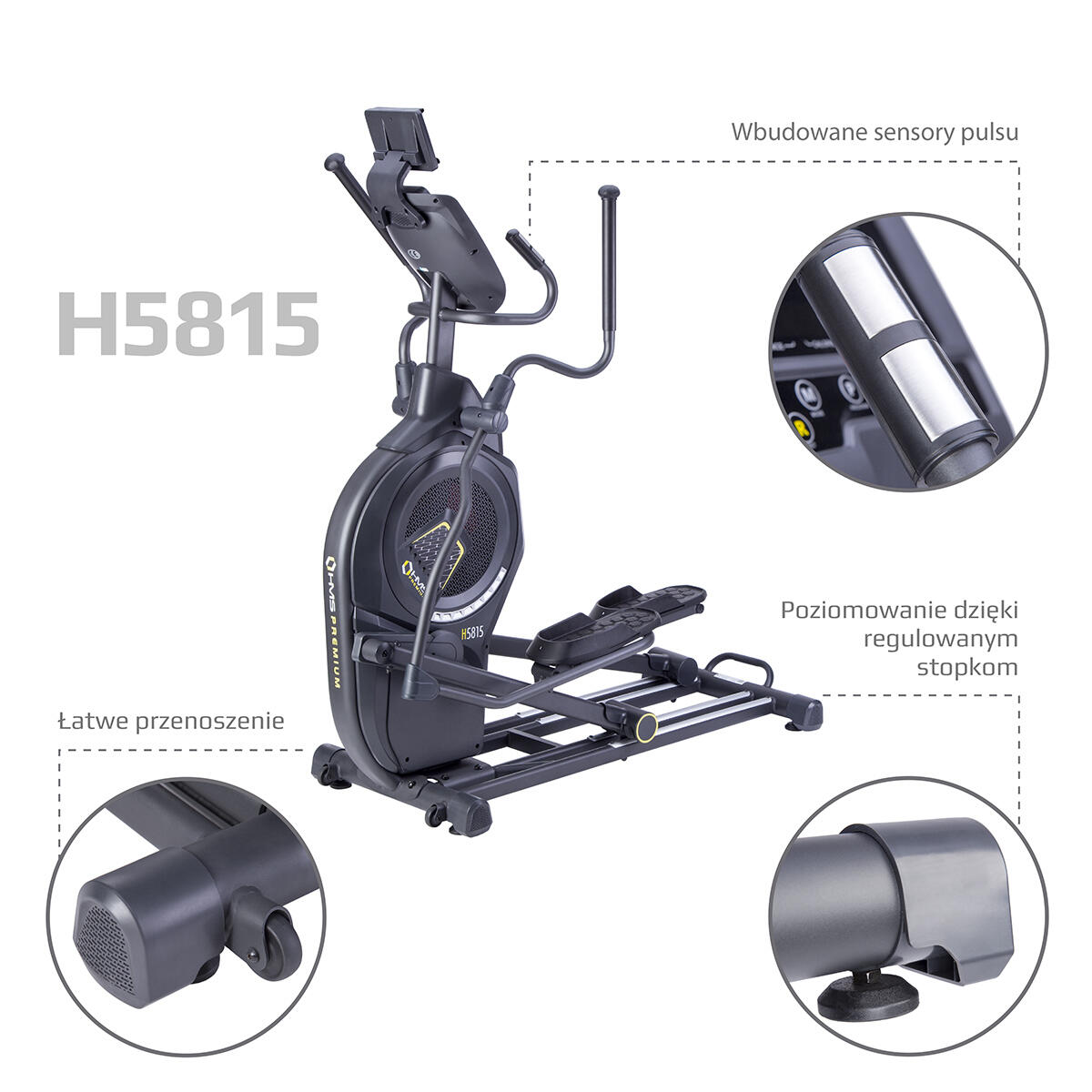 Entraîneur elliptique à air magnétique semi-commercial HMS Premium H5815 5/7