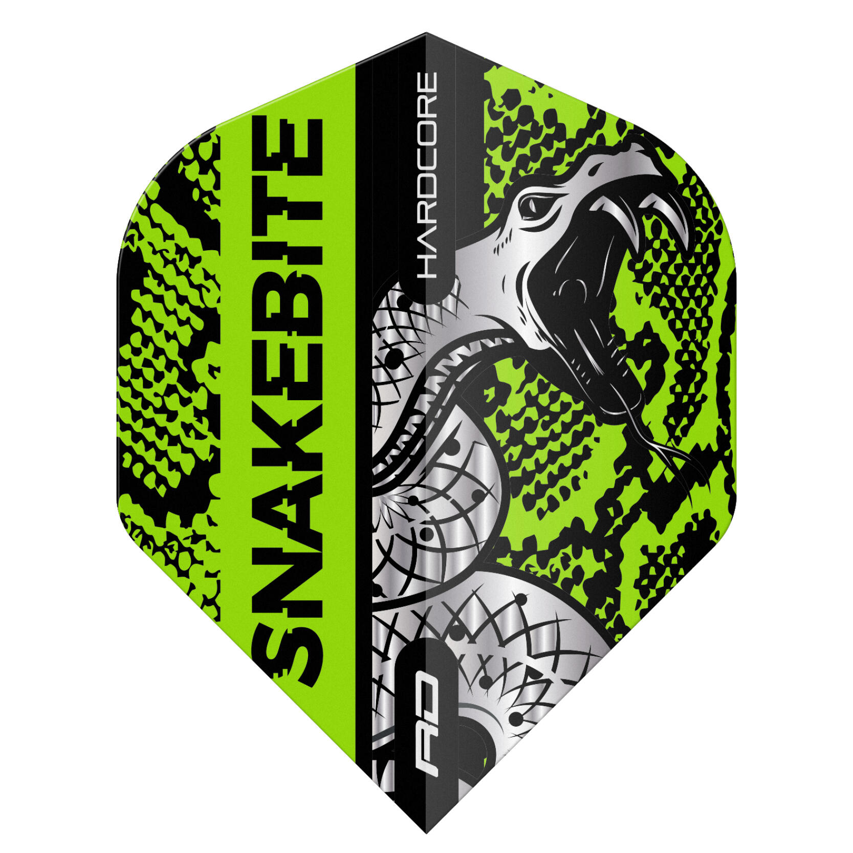 RED DRAGON DARTS Red Dragon Snakebite Coiled Snakeskin Green Dart Flights - 3 sets Per Pack