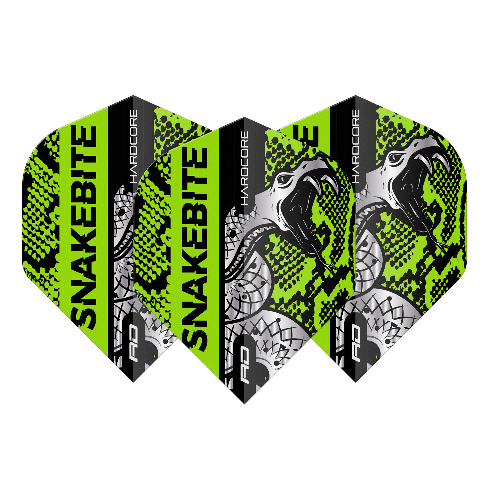 Red Dragon Snakebite Coiled Snakeskin Green Dart Flights - 3 sets Per Pack 2/3