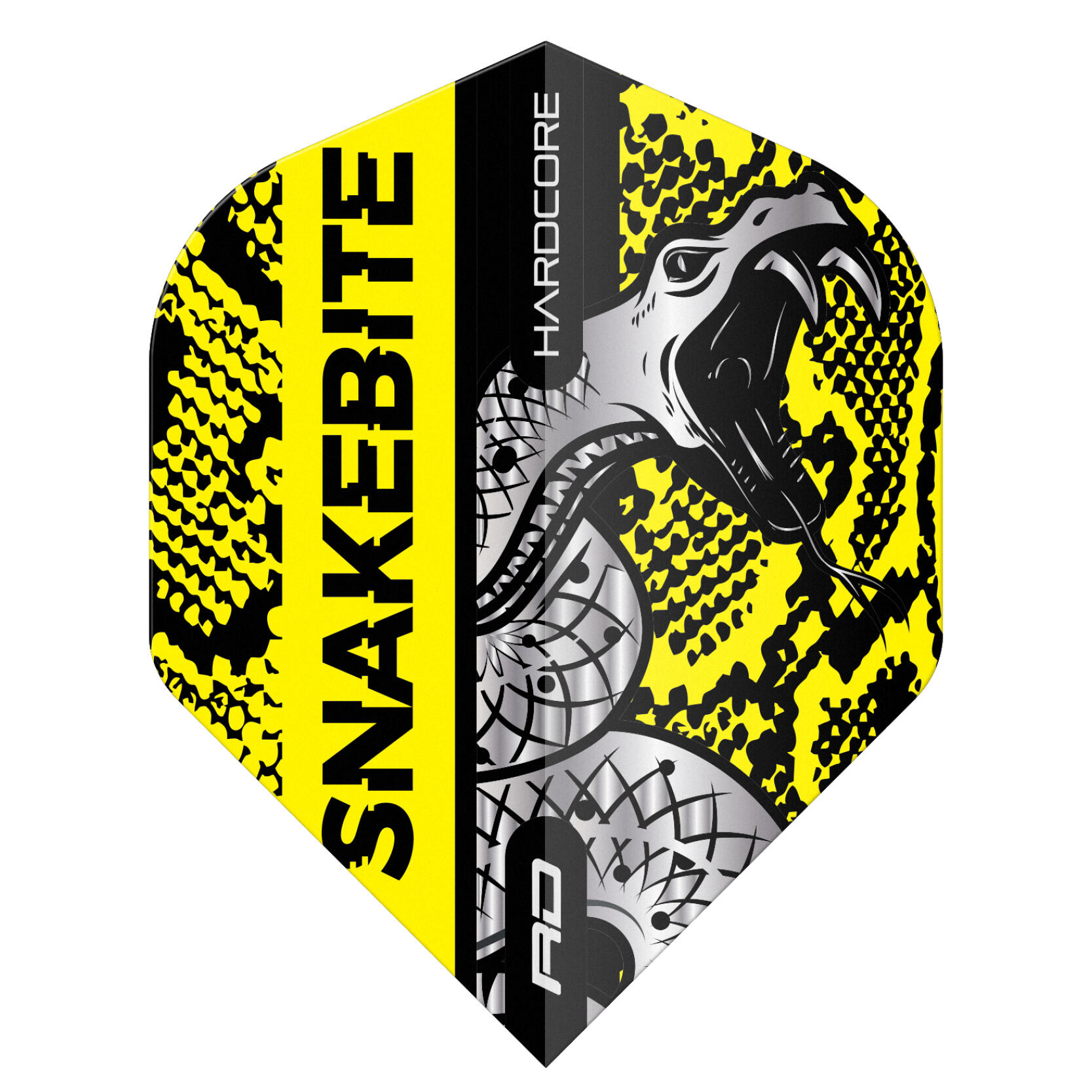 RED DRAGON DARTS Red Dragon Snakebite Coiled Snakeskin Yellow Dart Flights - 3 sets Per Pack