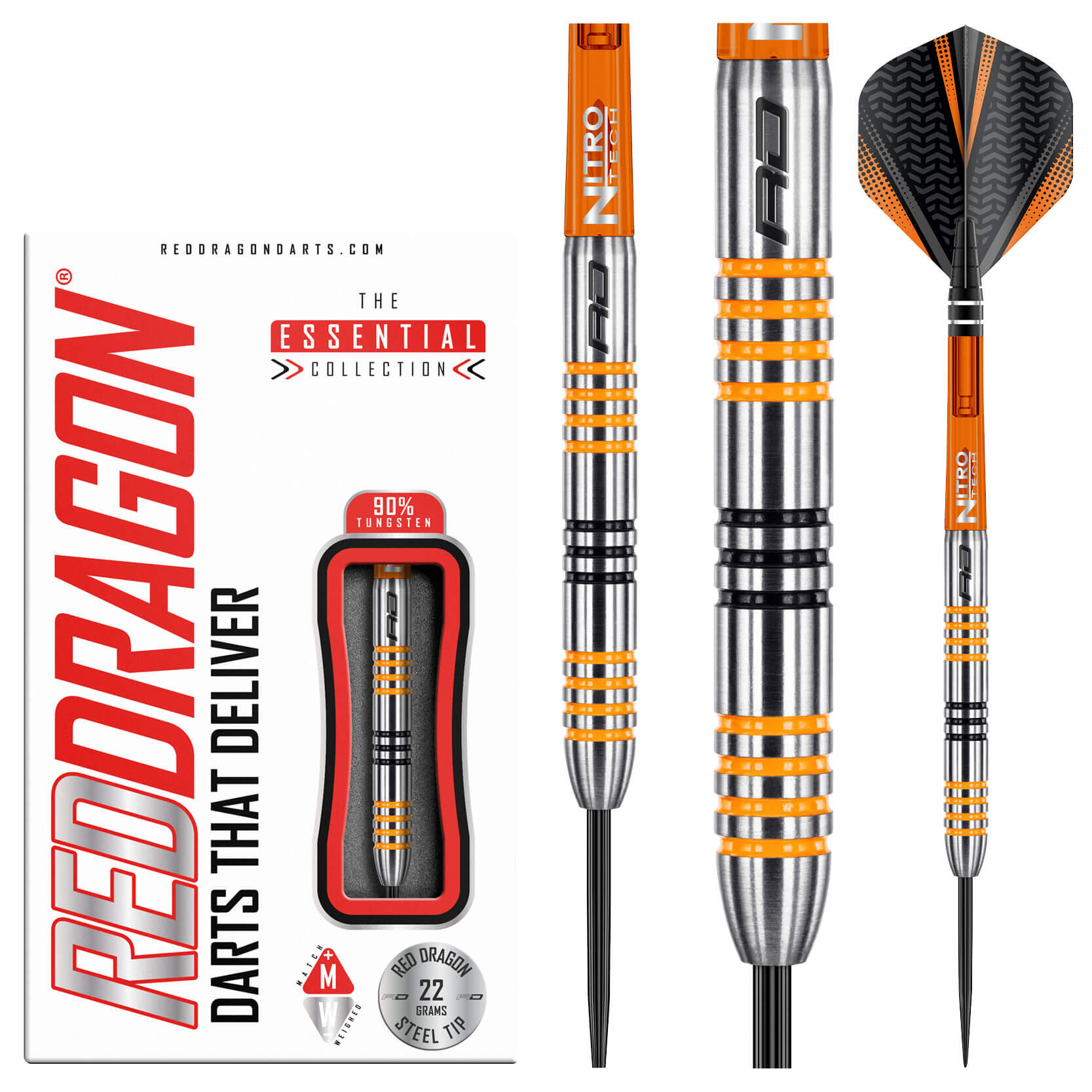RED DRAGON DARTS Amberjack 3: 22g Tungsten Darts Set with Flights and Stems