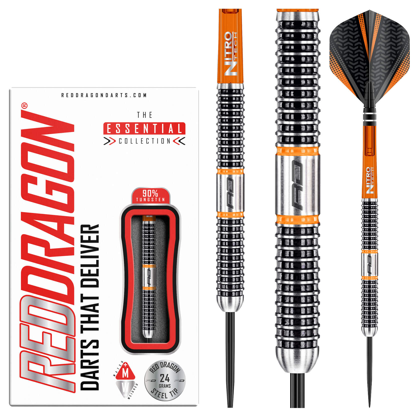 Amberjack 18: 24g Tungsten Darts Set with Flights and Stems 1/5