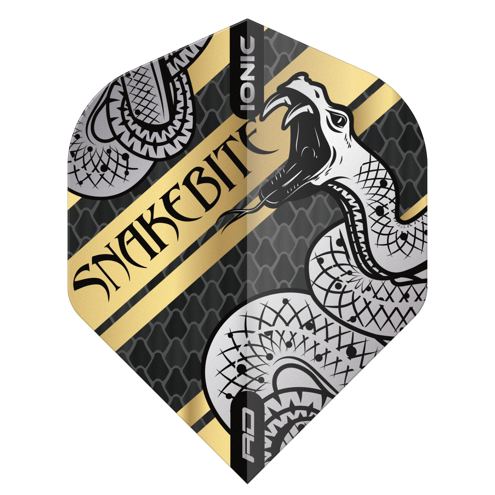 RED DRAGON DARTS Red Dragon Snakebite Hardcore Coiled Snake Gold Dart Flights - 3 sets Per Pack