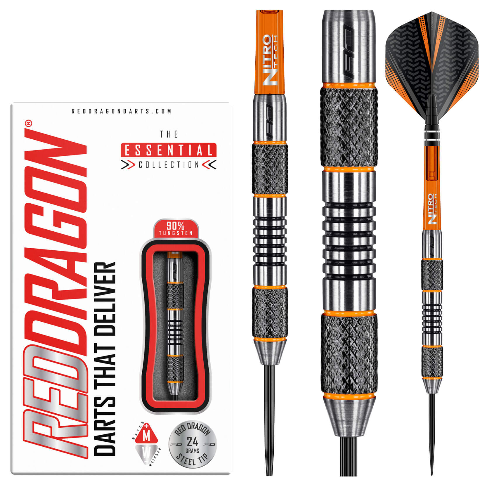 RED DRAGON DARTS Amberjack 5: 24g Tungsten Darts Set with Flights and Stems