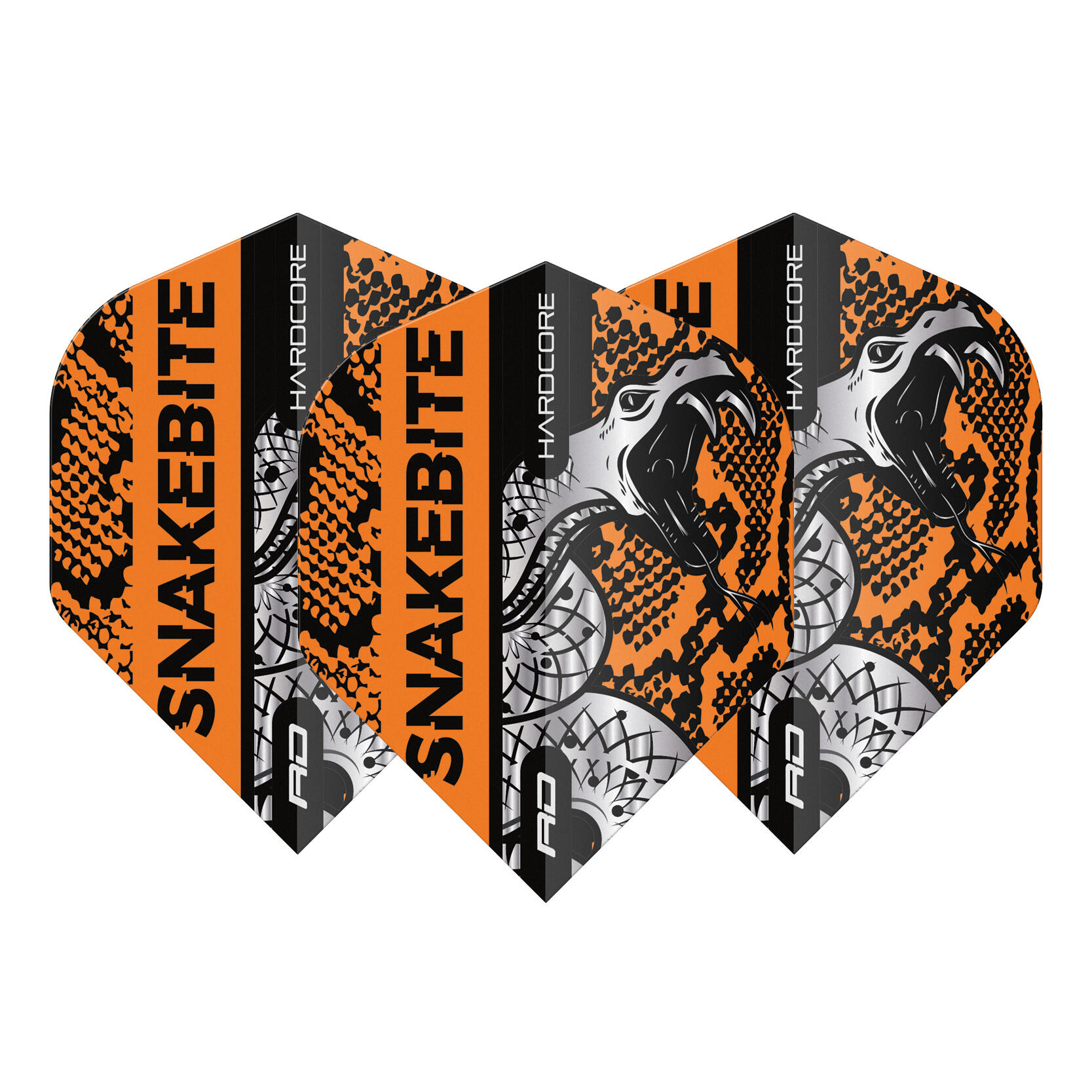 Red Dragon Snakebite Coiled Snakeskin Orange Dart Flights - 3 sets Per Pack 2/3