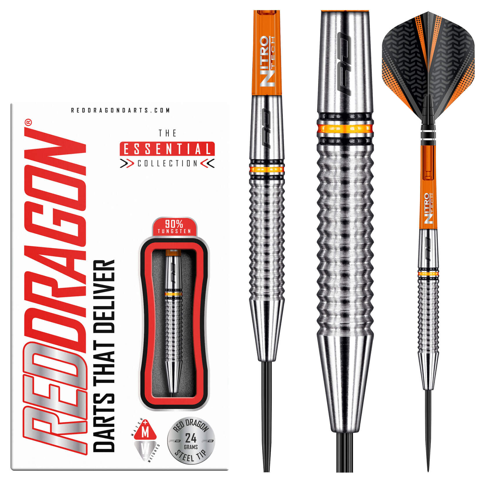 RED DRAGON DARTS Amberjack 17: 26g Tungsten Darts Set with Flights and Stems