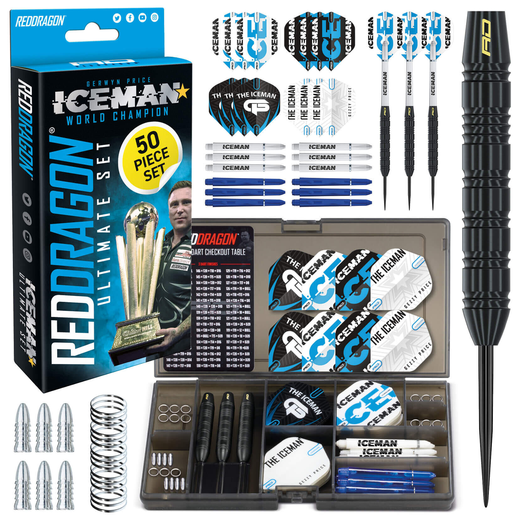 RED DRAGON DARTS Red Dragon Gerwyn Price Iceman Ultimate 50 piece Darts set