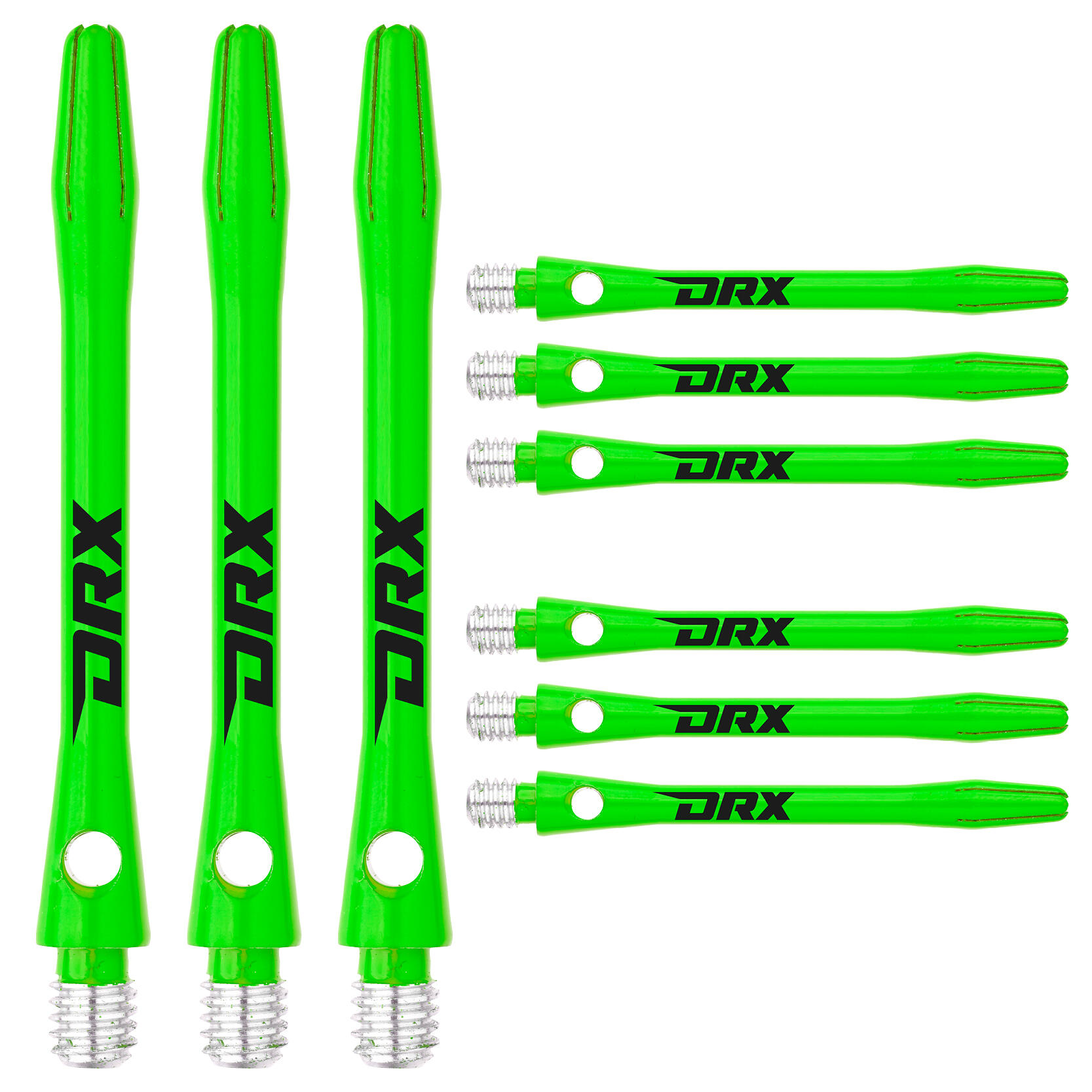 Red Dragon DRX Coated Aluminium Medium Green Dart Shafts - 2 sets per pack 1/4