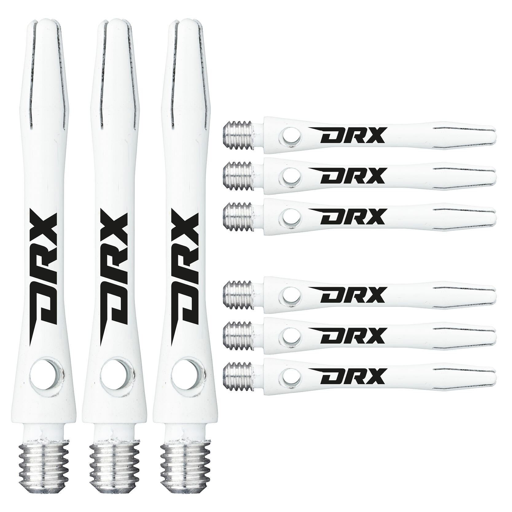 Red Dragon DRX Coated Aluminium Short White Dart Shafts - 2 sets per pack 1/4