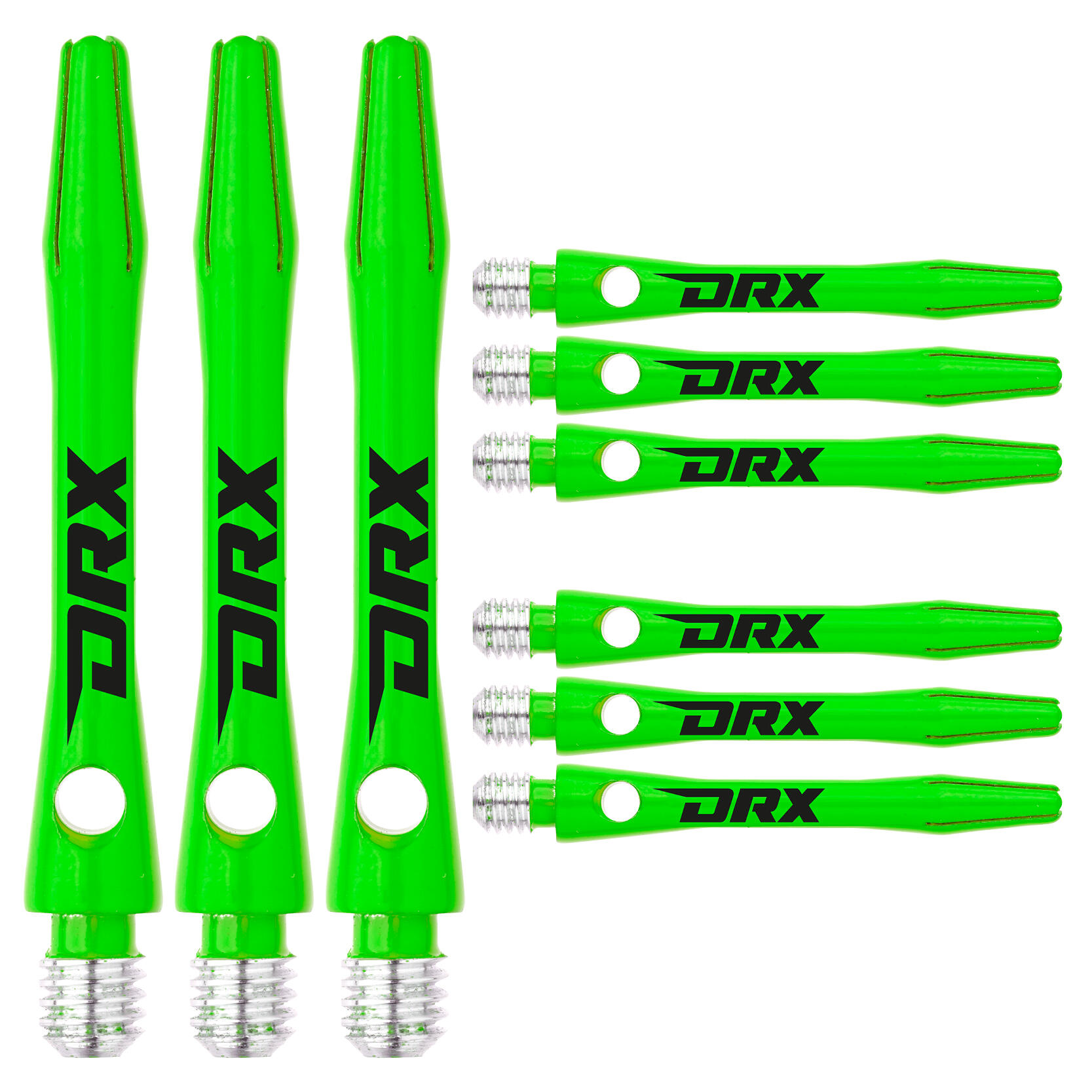 Red Dragon DRX Coated Aluminium Short Green Dart Shafts - 2 sets per pack 1/4