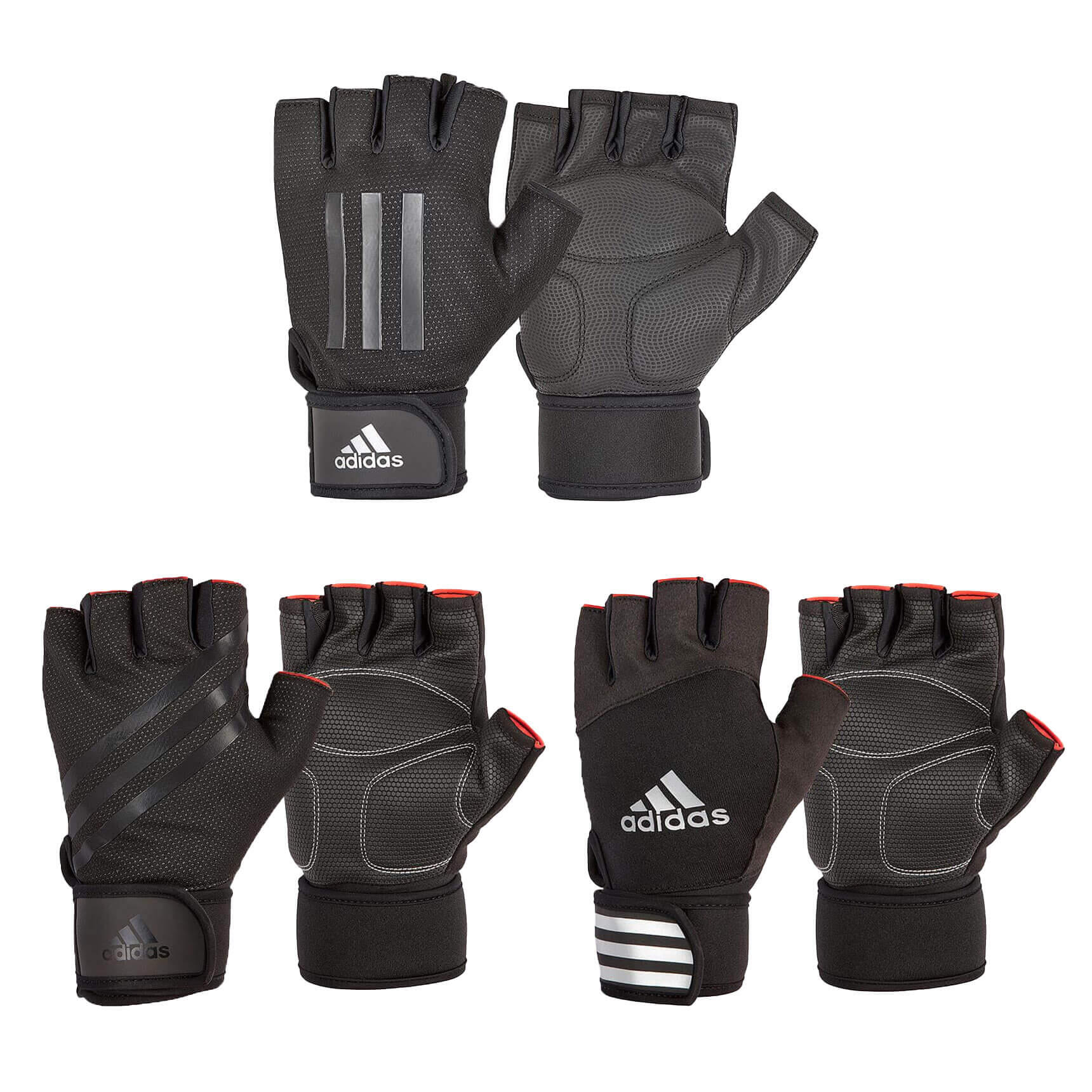Adidas Half Finger Weight Lifting Gym Gloves, Black/White 5/5