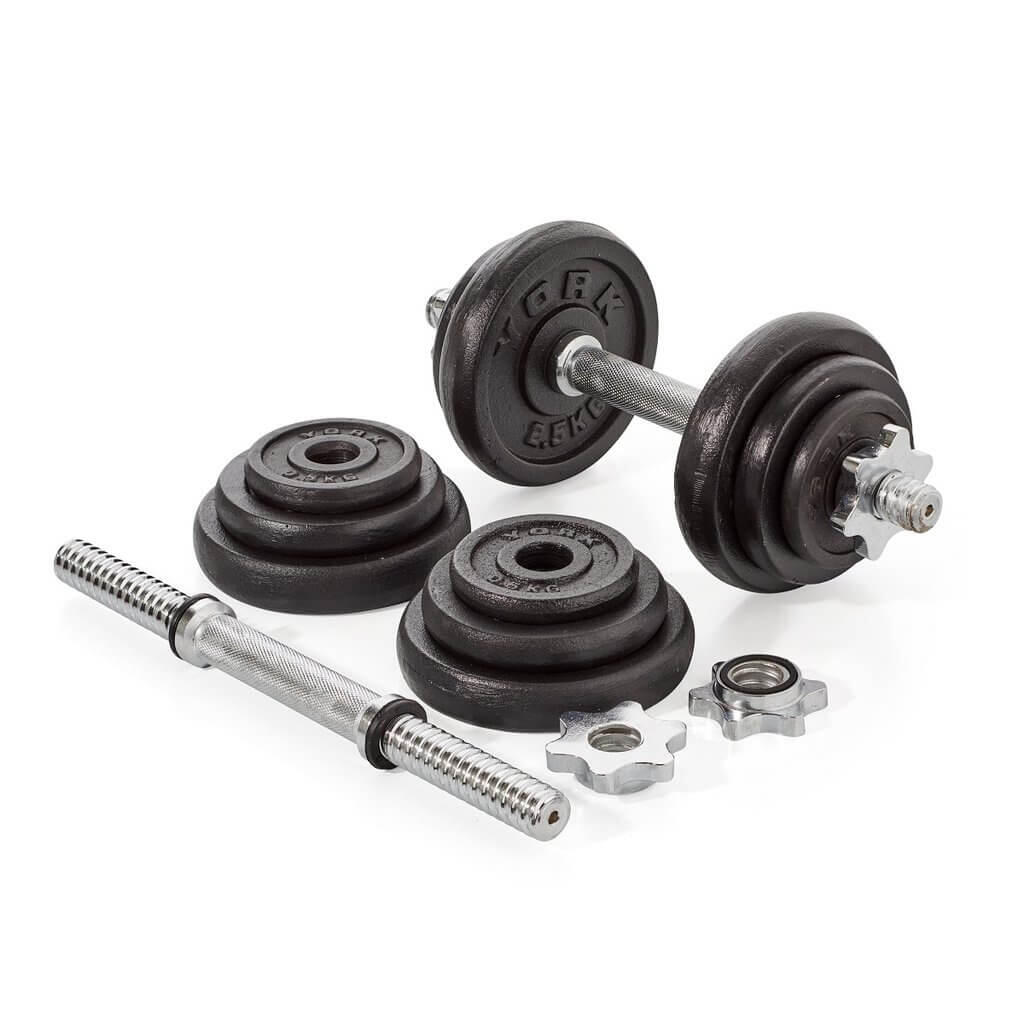 York 20kg Cast Iron Dumbbell Weight Spinlock Set 2/2