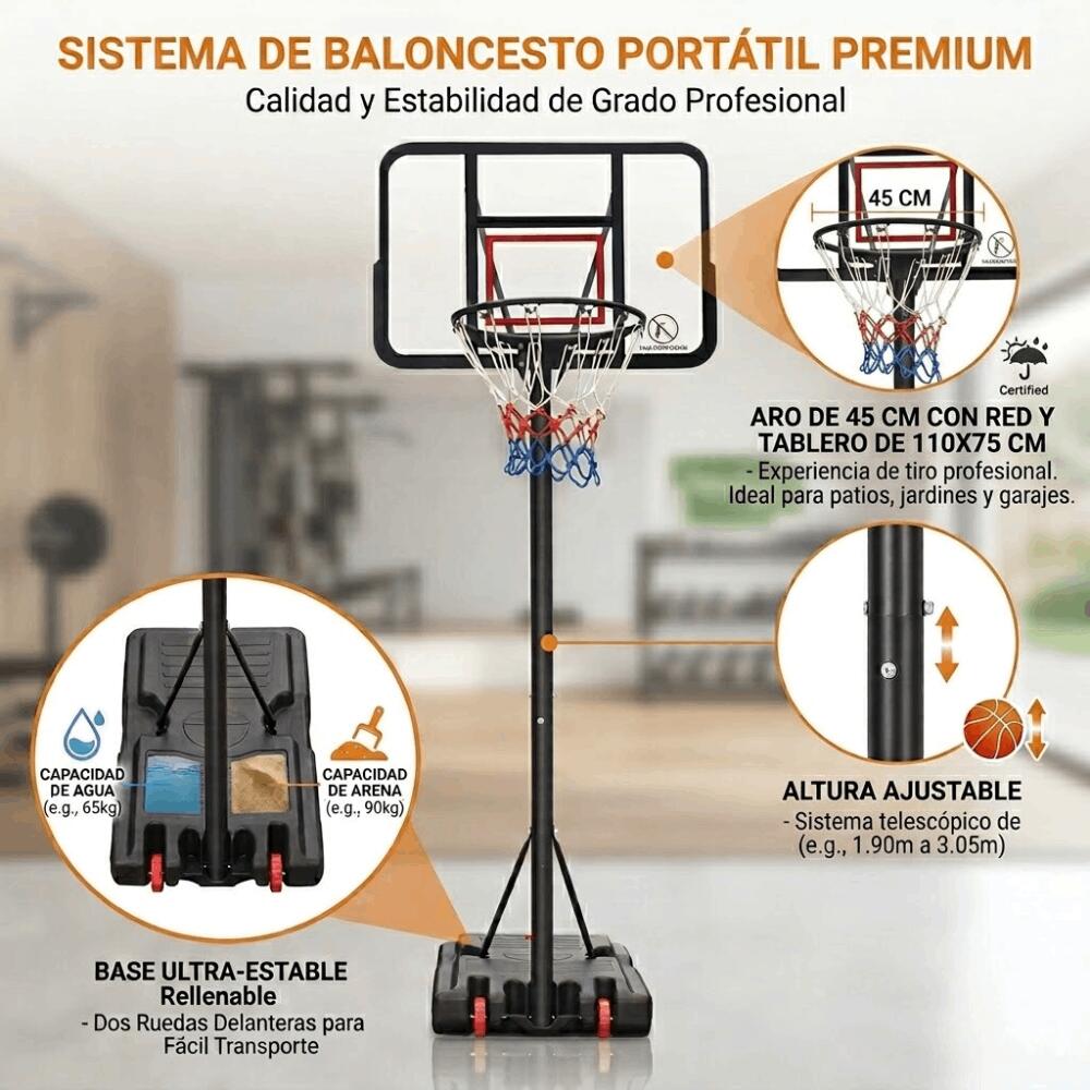 Devessport Panier de basket réglable en hauteur 190 – 305 cm 3/7