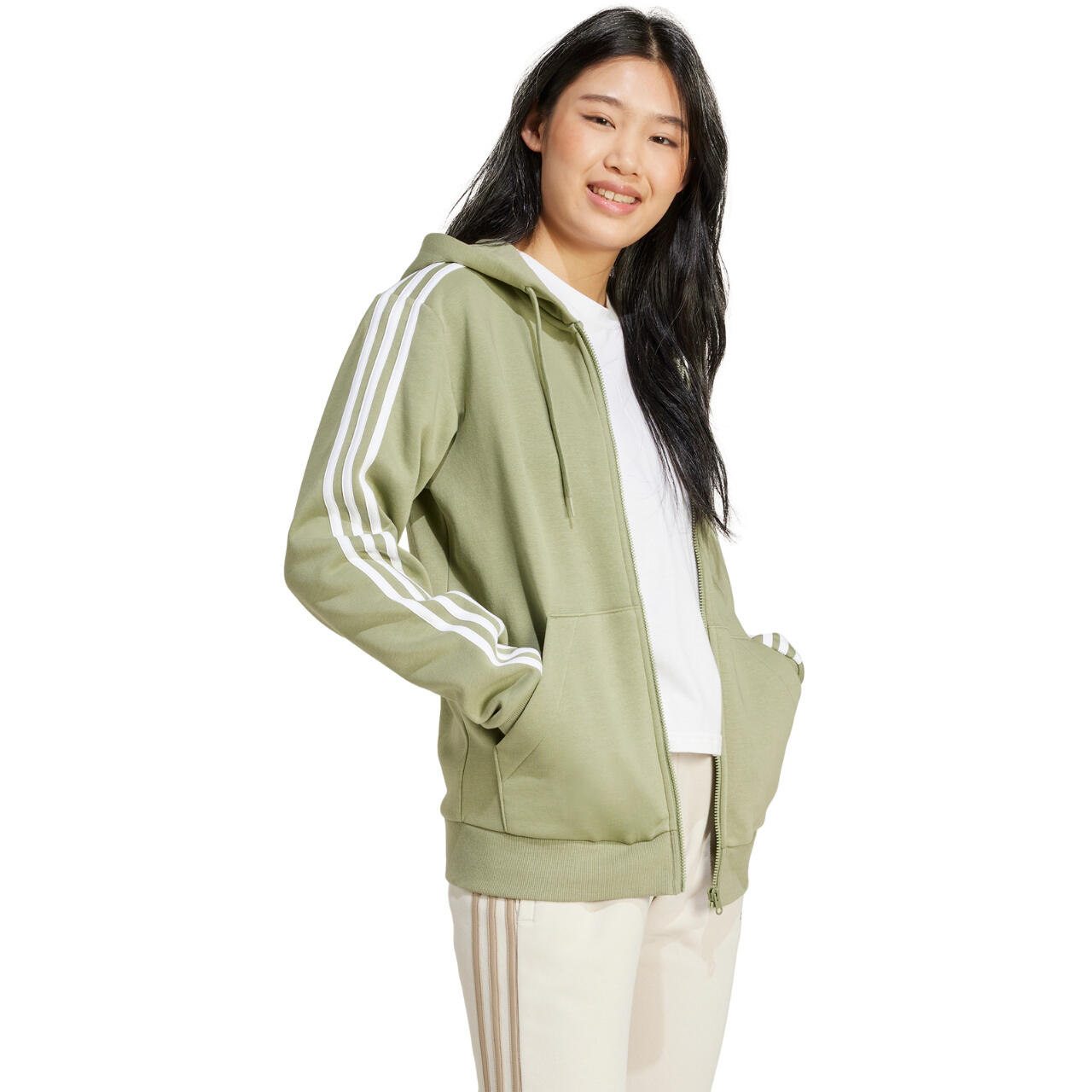 Sudadera Mujer Adidas Essentials 3-Stripes Khaki 6/6