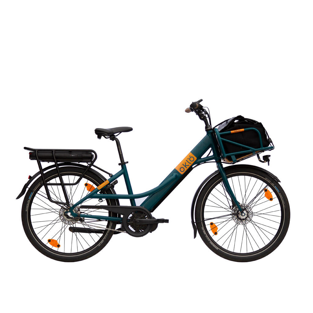 Vélo Porteur Électrique - Missive 7 Vitesses Bleu Canard + Sacoche Avant