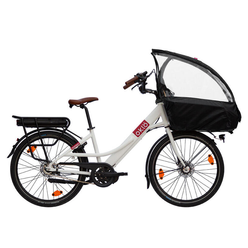 Familéö : vélo cargo compact électrique, 3 vitesses + accessoires enfant
