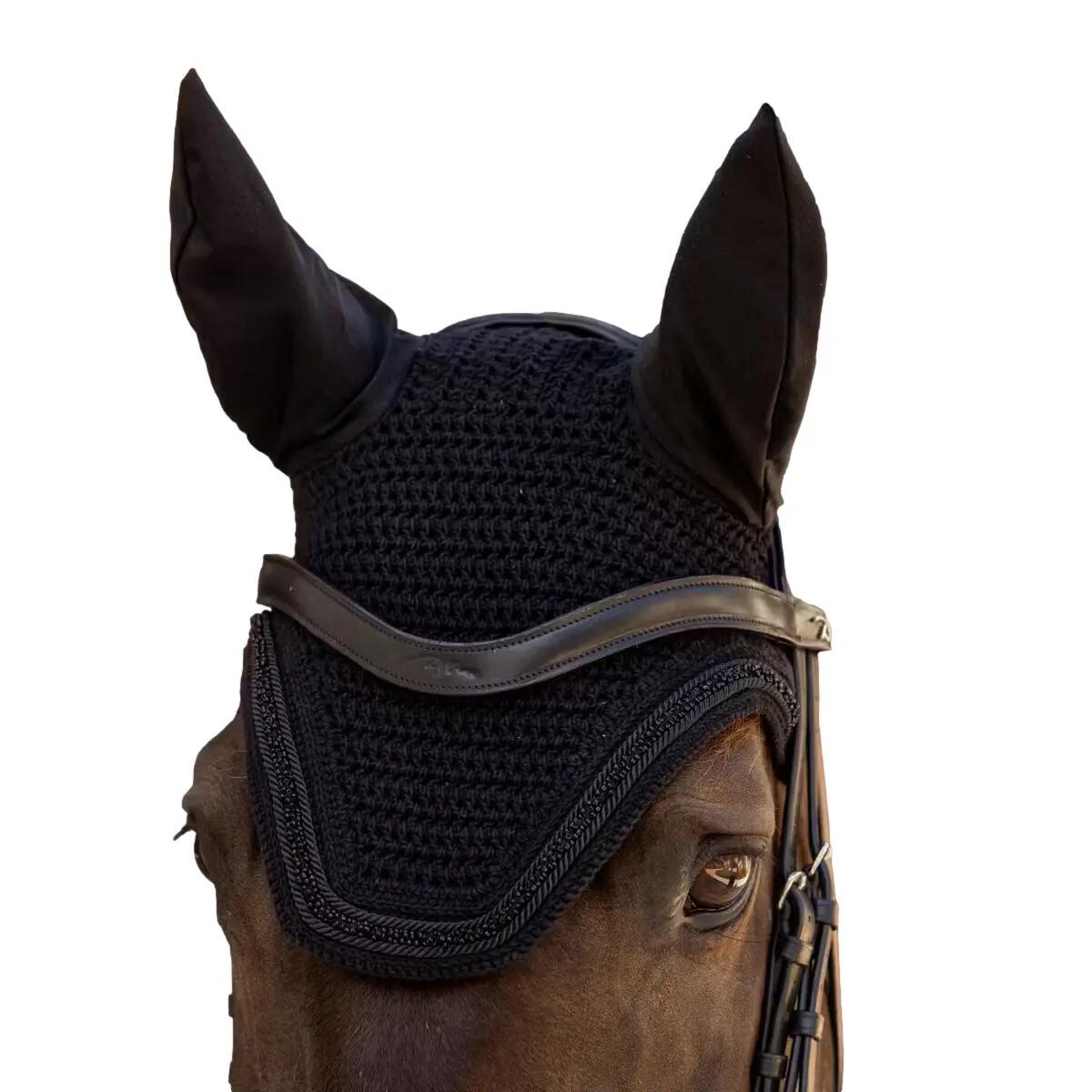 Bonnet anti-mouche Wellington velvet mini pearls noir 2/3