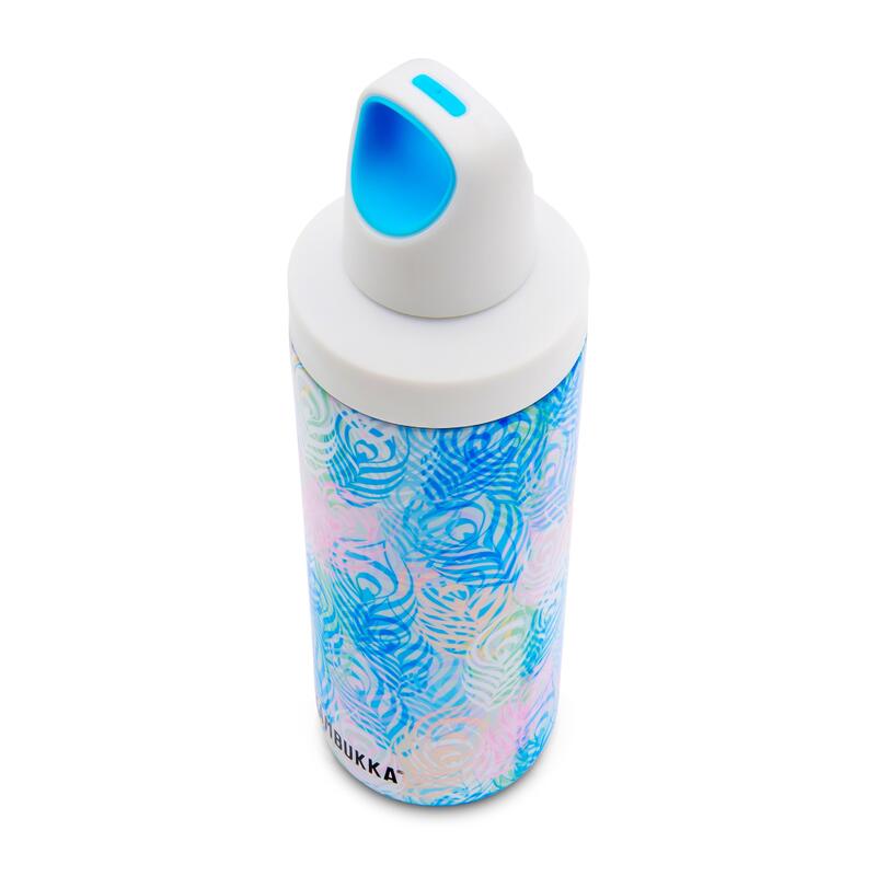 Reno Insulated Water Bottle (SS) 17oz (500ml) - Sky Blue w/ Peacock