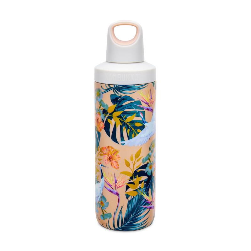 Reno Insulated Water Bottle (SS) 17oz (500ml) - Wheat Color w/ Paradise Flower
