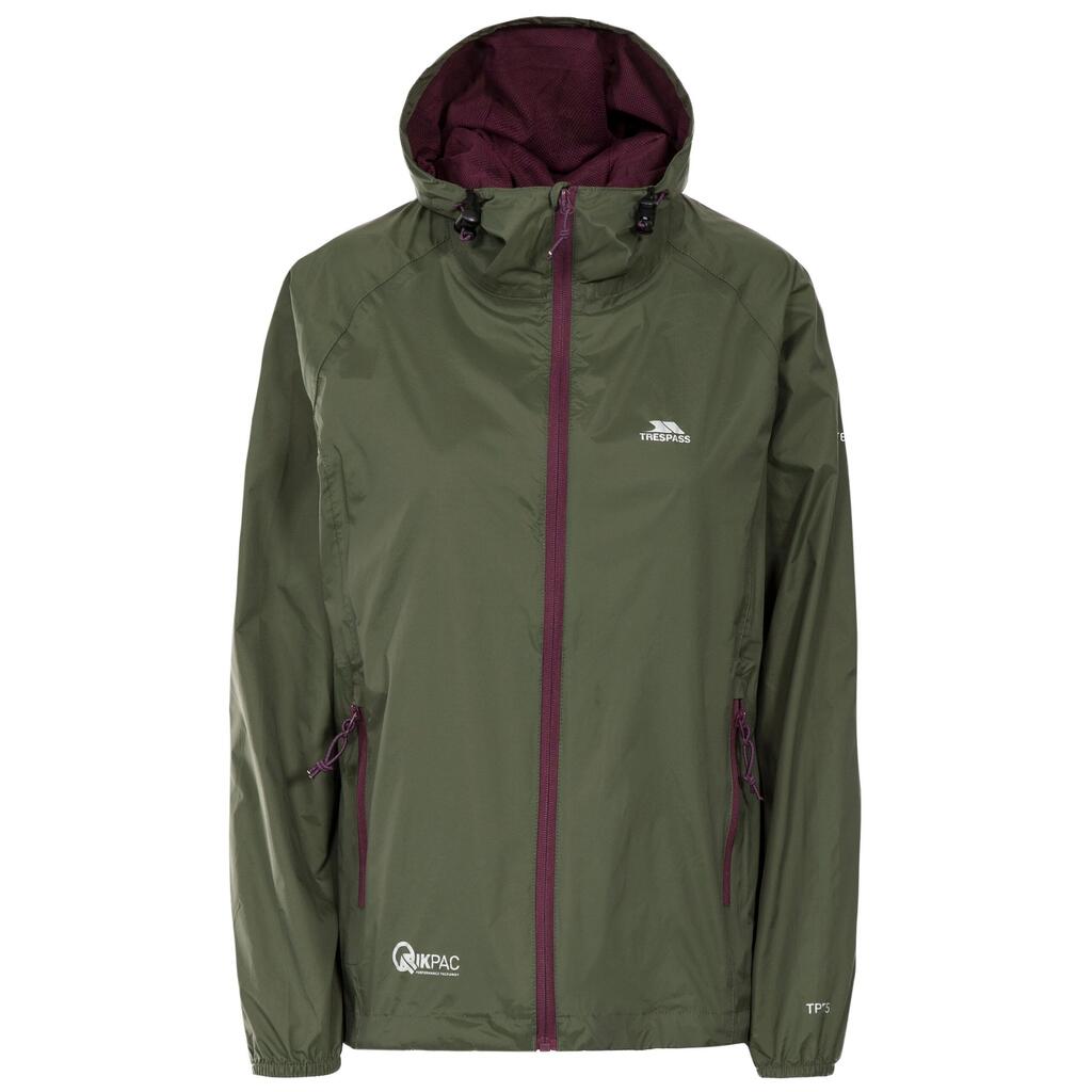 Womens Lightweight Hooded Full Zip Packaway Shell Rain Jacket - Qikpac