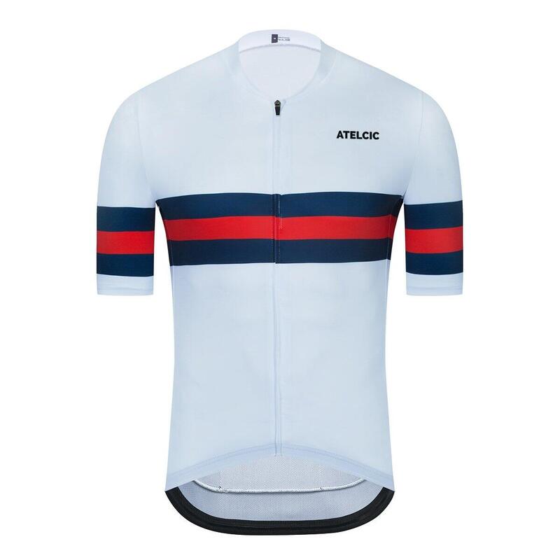 Maillot Vélo Blanc - Bleu Atelcic