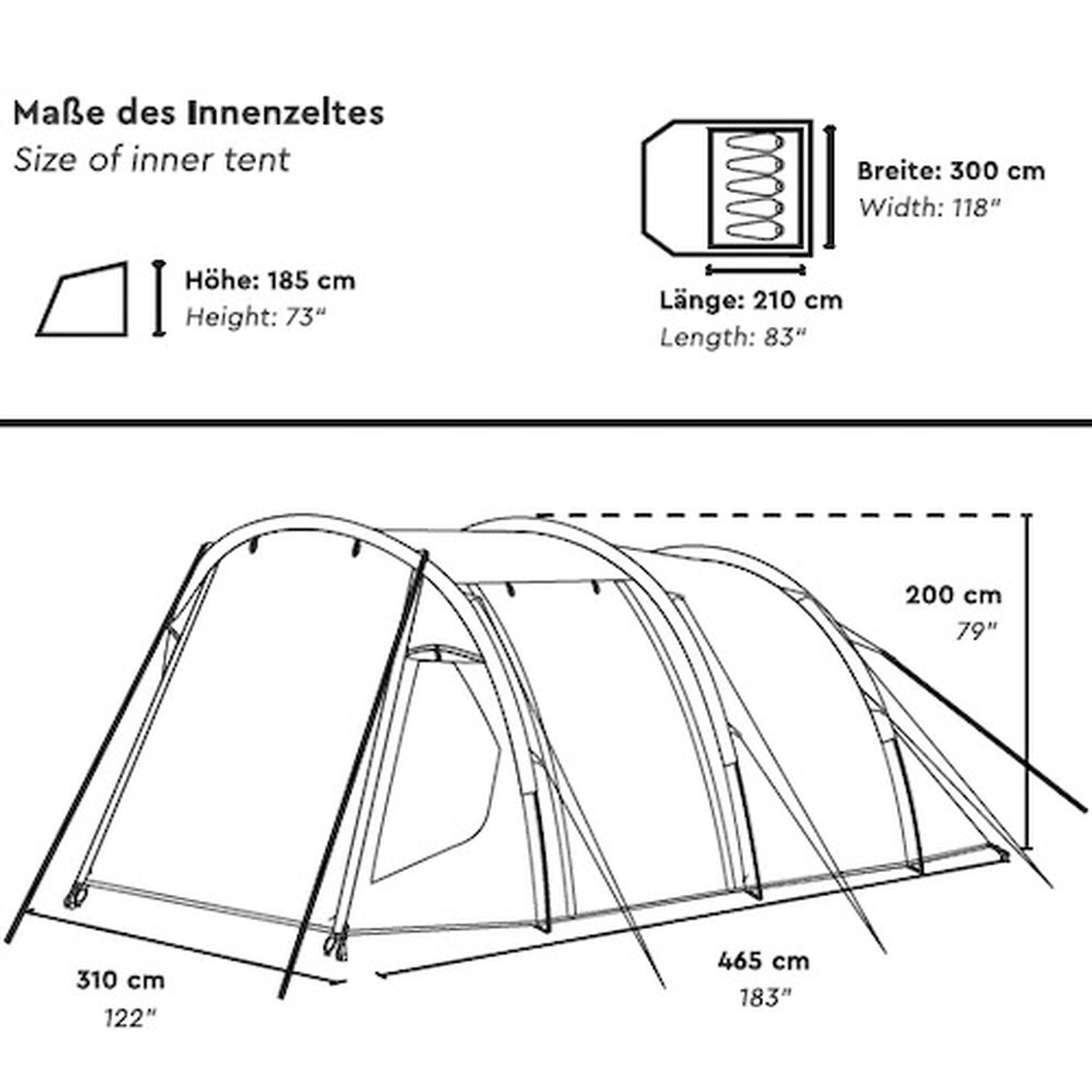 Tenda a tunnel per 5 persone campeggio Abakasa 7/7