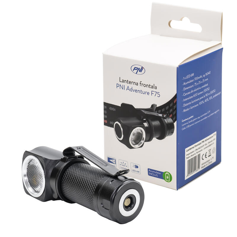 PNI Adventure F75 hoofdlamp met 6W led, 600 lm, gemaakt van aluminium