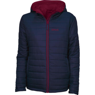 Dames omkeerbare jas heike marineblauw / bessenrood