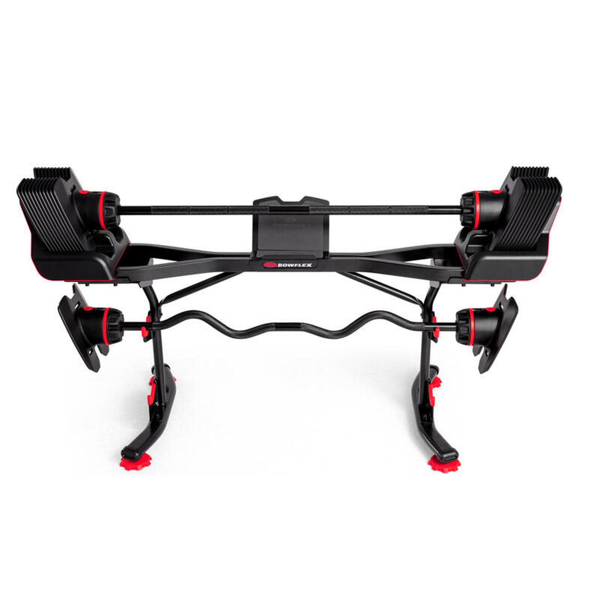 Bowflex - Support Haltères Stand Barbell And Curlbar With Media Rack - Barre De Musculation - Noir|rouge - Decathlon