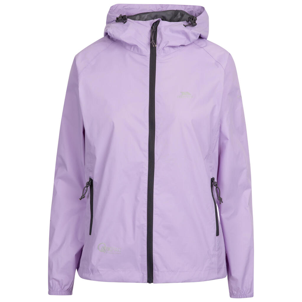 Womens Lightweight Hooded Full Zip Packaway Shell Rain Jacket - Qikpac