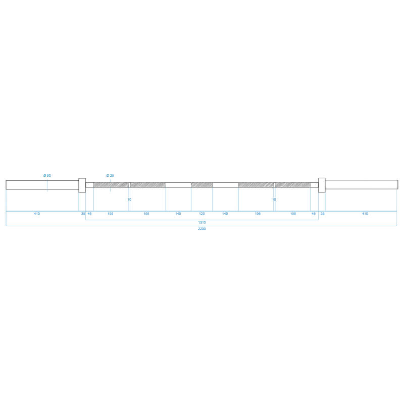 Gryf olimpijski 2200 mm GO700 + zaciski LOCK JAW BLACK HMS