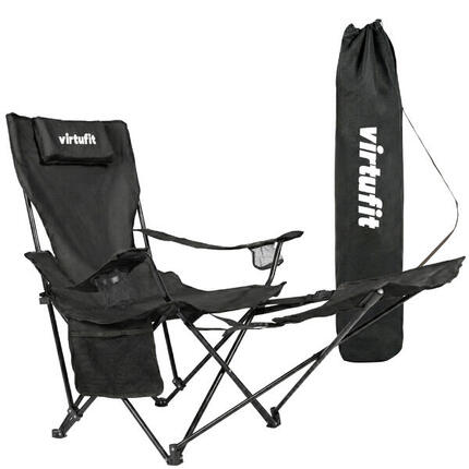 Chaise Pliante Camping - Avec repose-pieds - Noir