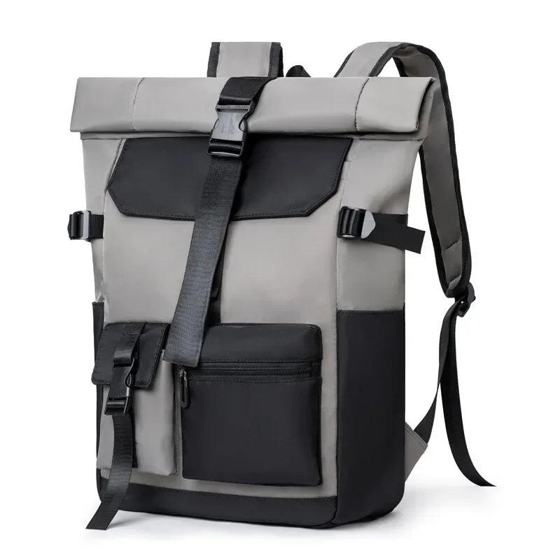 Backpack with Waterproof Nylon Roll on Top
