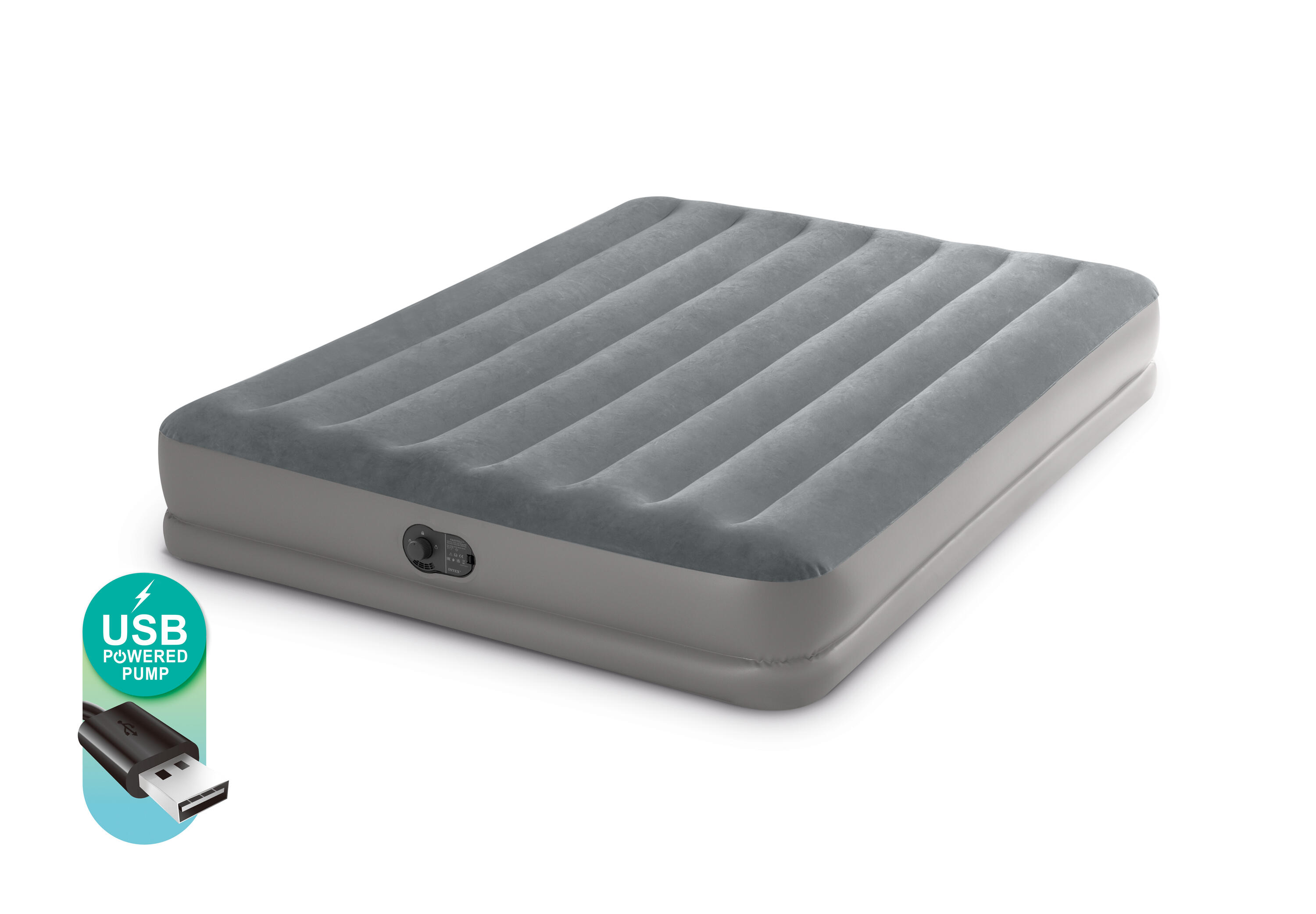 INTEX Queen Deluxe Comfort Plush Air Mattress w/ Built-In Pump 64114