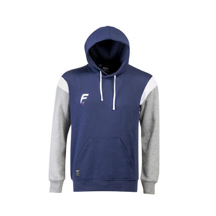 Sweat capuche de rugby Force XV CONQUETE marine-gris