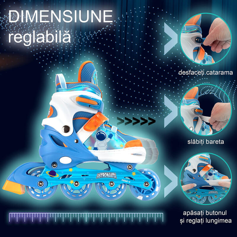 Role reglabile Astro Space, roti luminoase, M(35-38), albastru