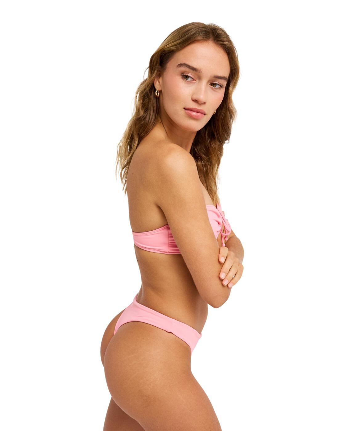 Bas de bikini échancré SOLID ESSENTIALS TANGA Rose Femme 3/4