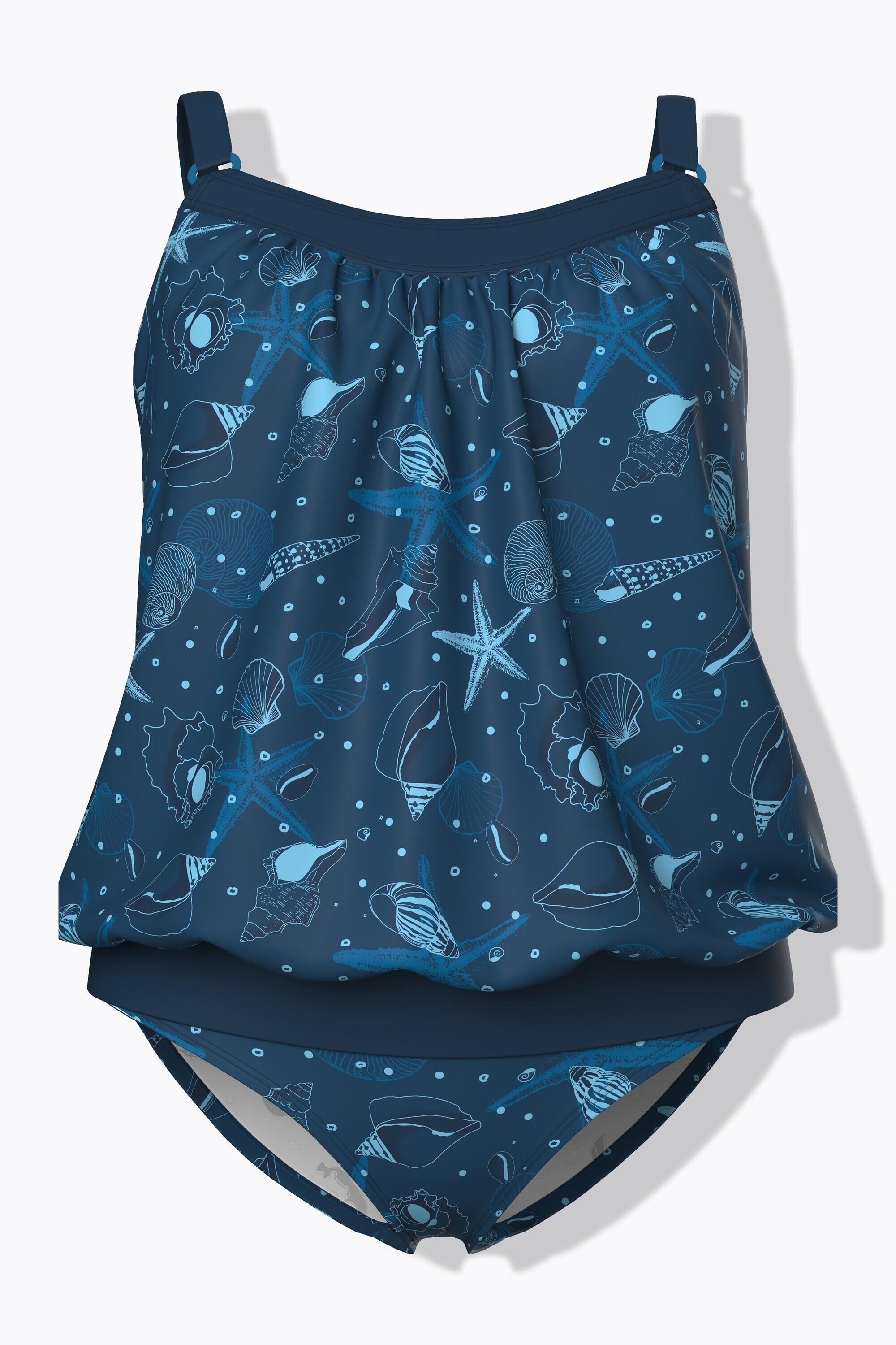 Femme Tankini motif coquillages bonnets souples et bretelles ajustables 7/7
