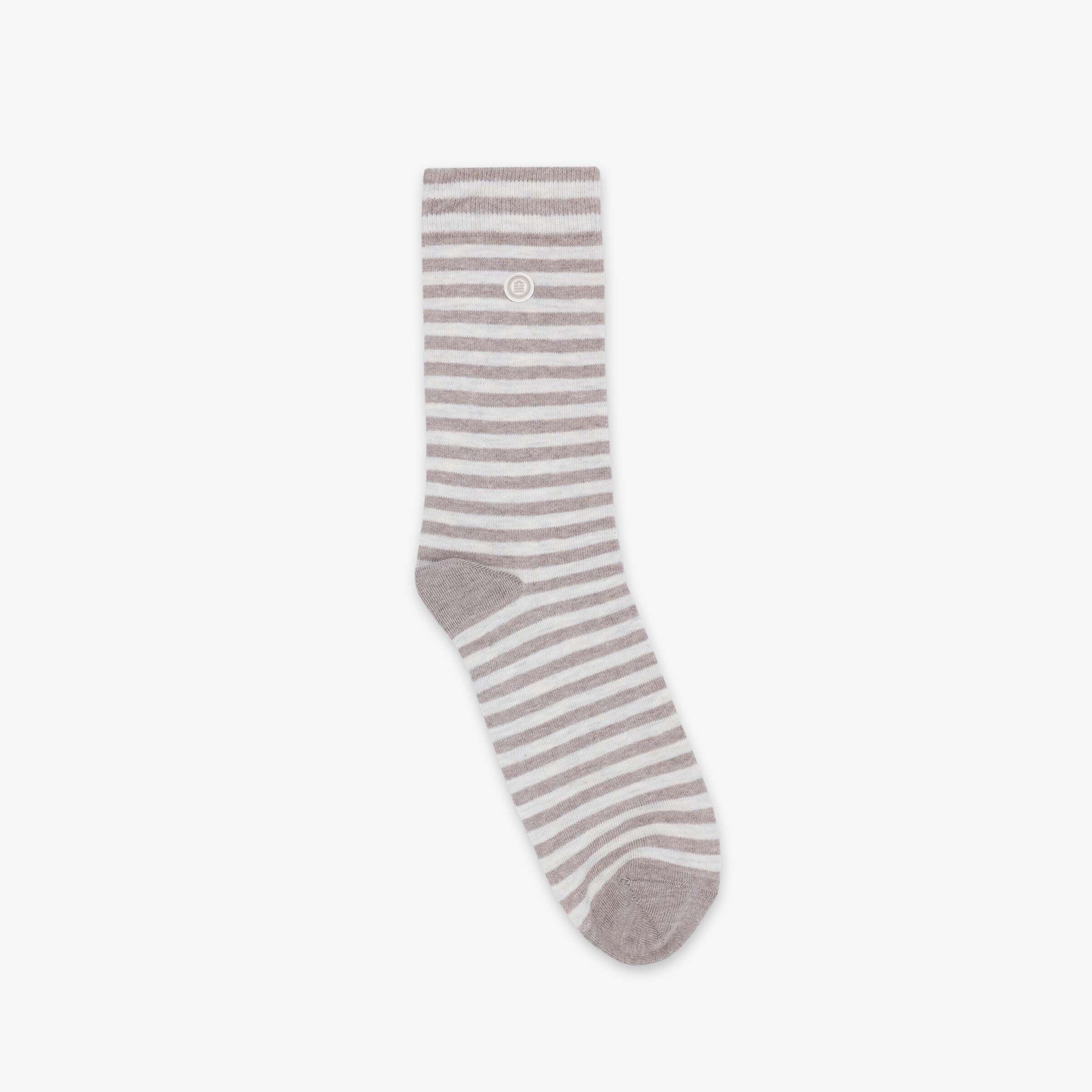 Pack 3 paires de chaussettes unies et rayées bleu et beige 3/4