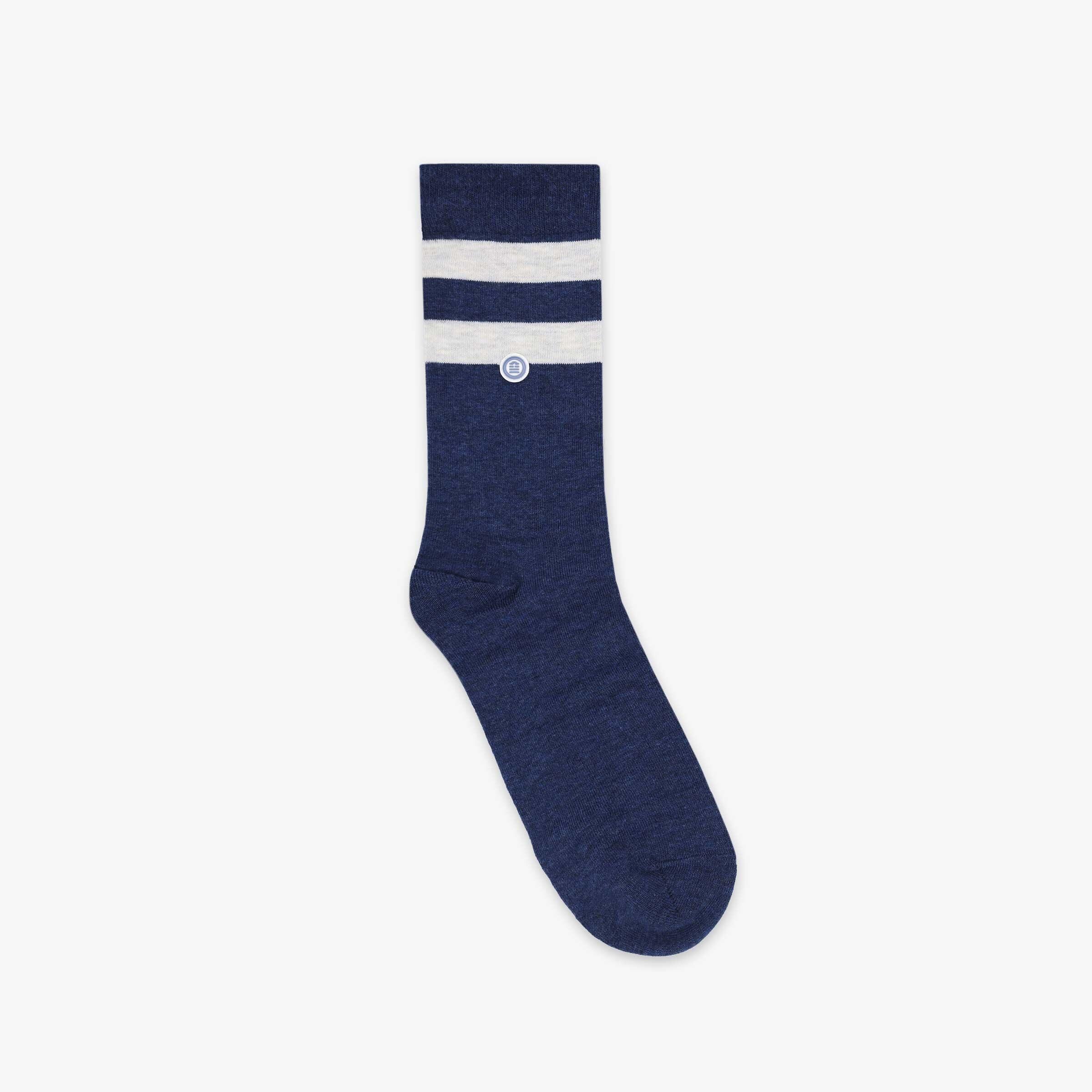 Pack 3 paires de chaussettes unies et rayées bleu et beige 2/4