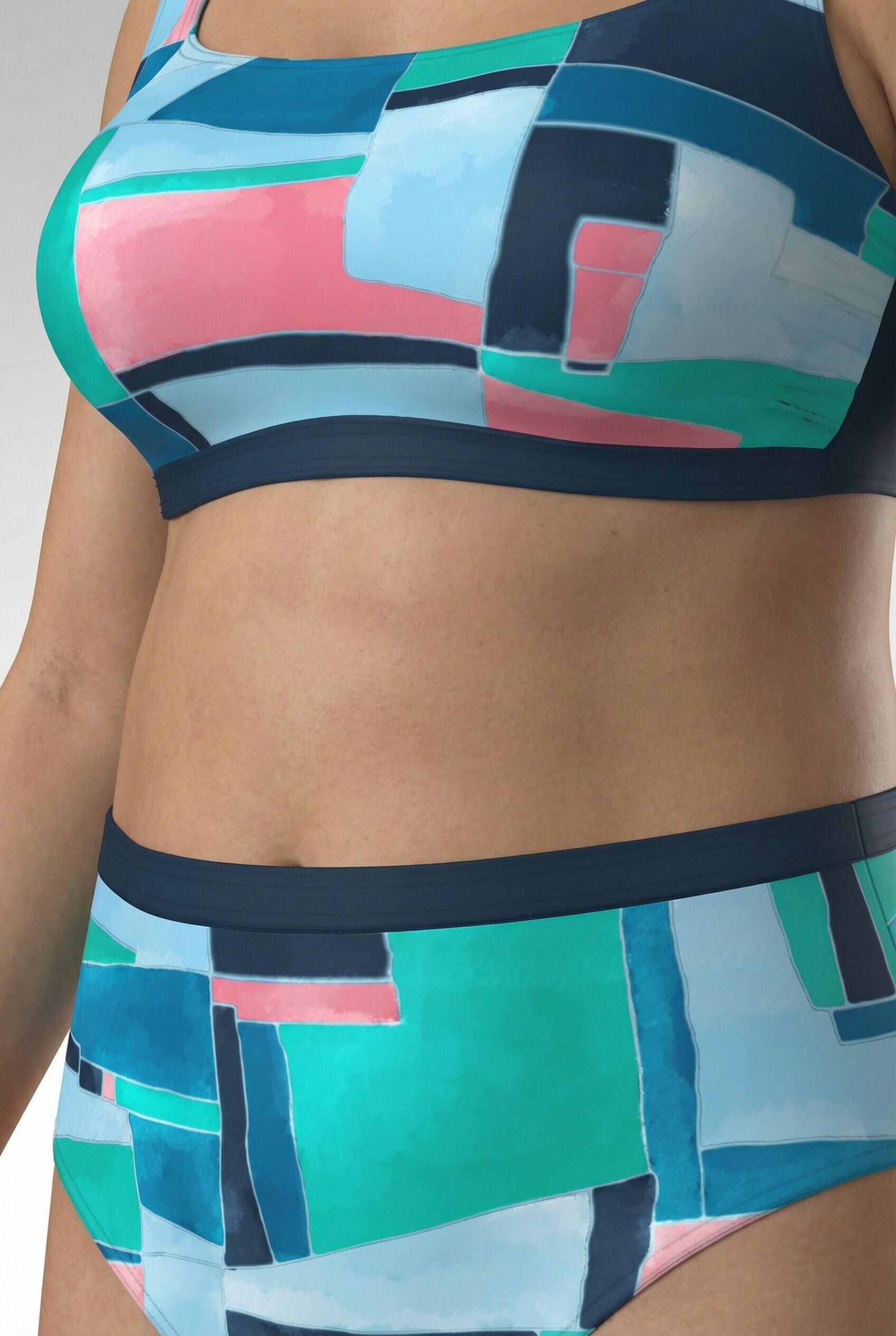 Dames Bikini grafische print zachte cups verstelbare bandjes 3/7