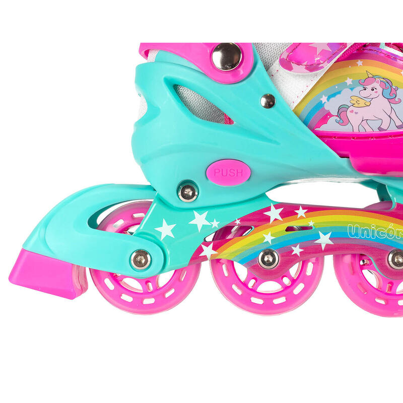 Role reglabile Unicorn Fantasy, roti luminoase, XS(27-30), roz