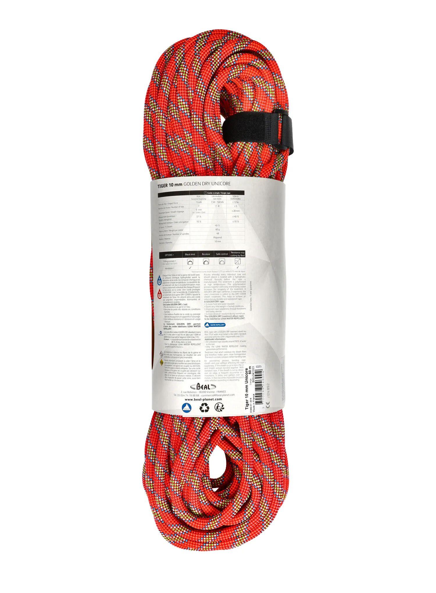 Lina dynamiczna Beal Tiger Unicore 10 mm x 50 m Golden Dry  - orange 3/6
