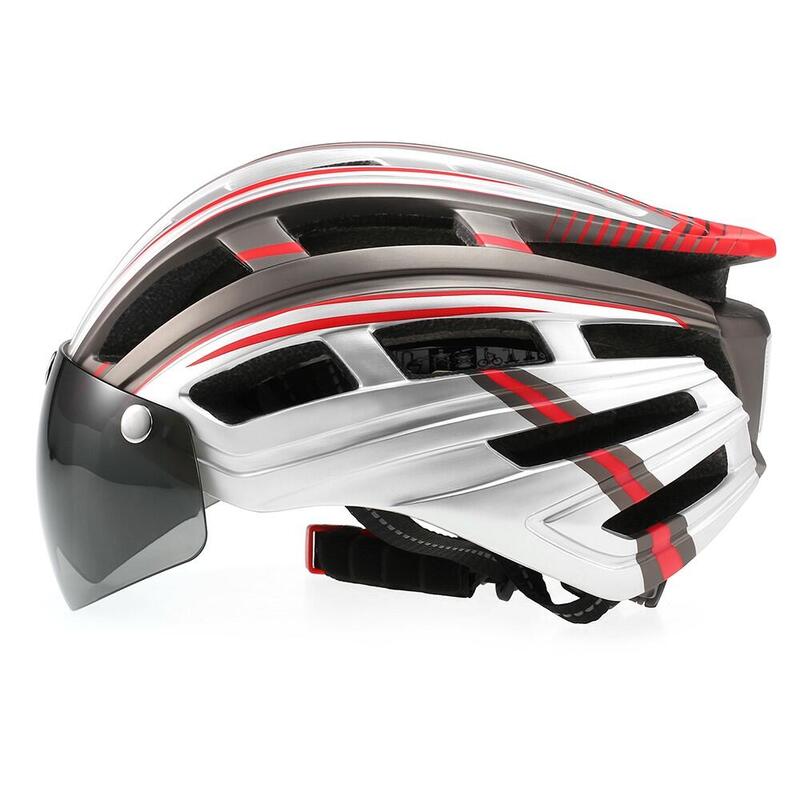 Casca protectie bicicleta, aerodinamica, viziera magnetica detasabila, stop led