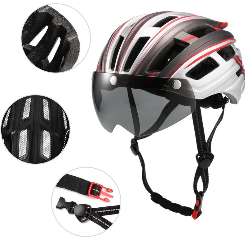 Casca protectie bicicleta, aerodinamica, viziera magnetica detasabila, stop led