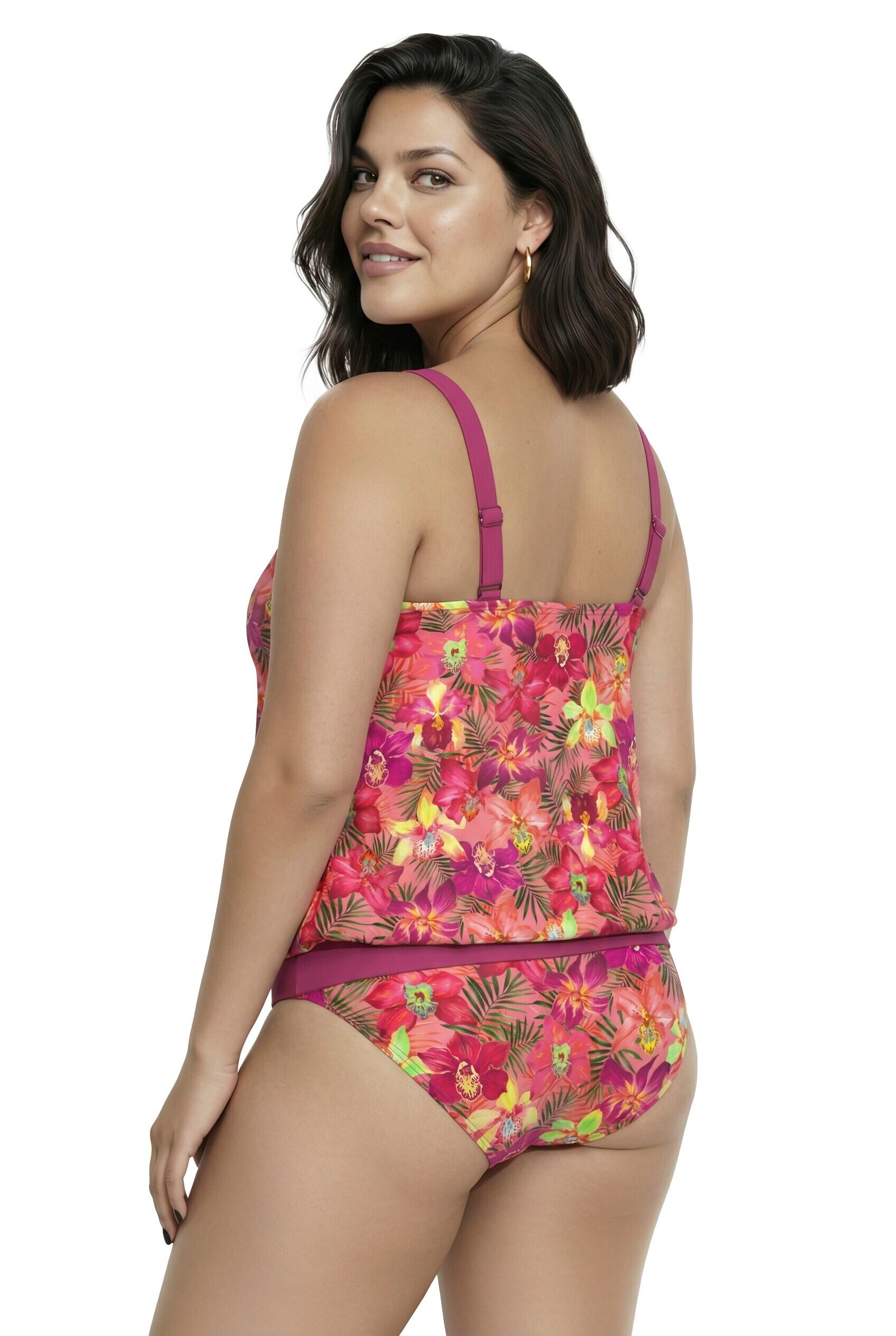 Femme Tankini motif à fleurs bonnets souples et base élastique 5/5