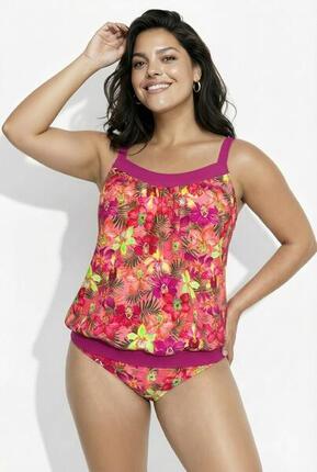 Femme Tankini motif à fleurs bonnets souples et base élastique
