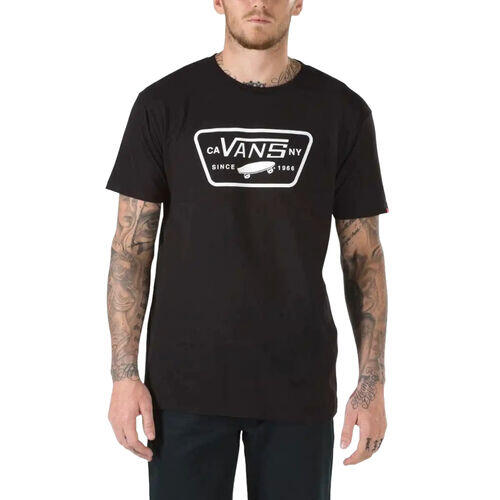 Camiseta Negra Vans Full Patch Black/White Ajuste Clásico 3/4