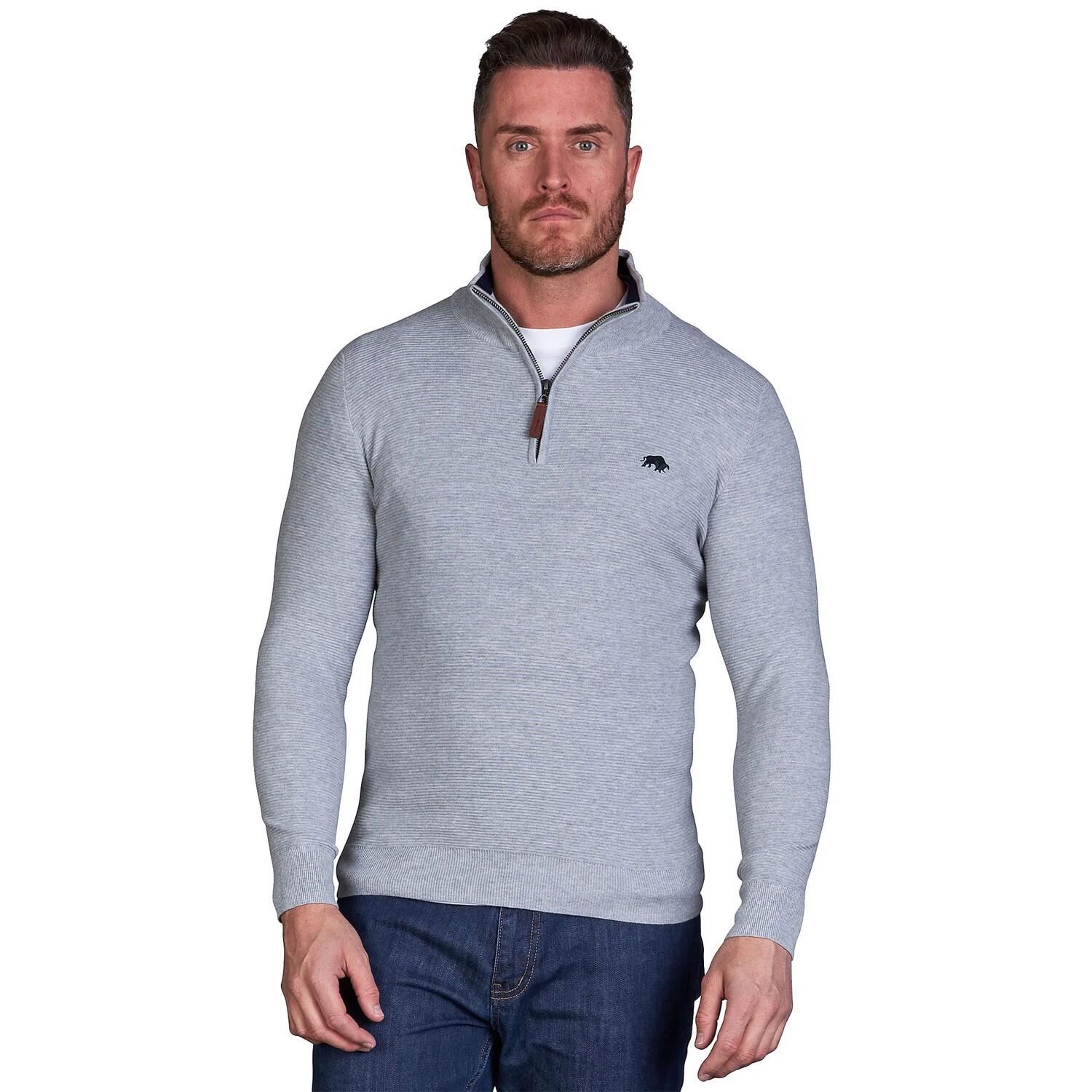 Pull Motif/style Côtelé CLASSIC Homme (Gris Chiné) 4/4